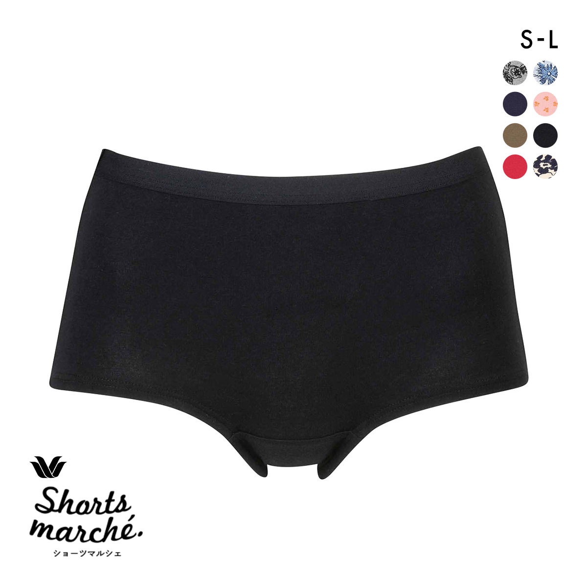ワコール ショーツマルシェ 綿混 ボーイレングスショーツ SML Wacoal Shorts marche(BK-ブラック-S)