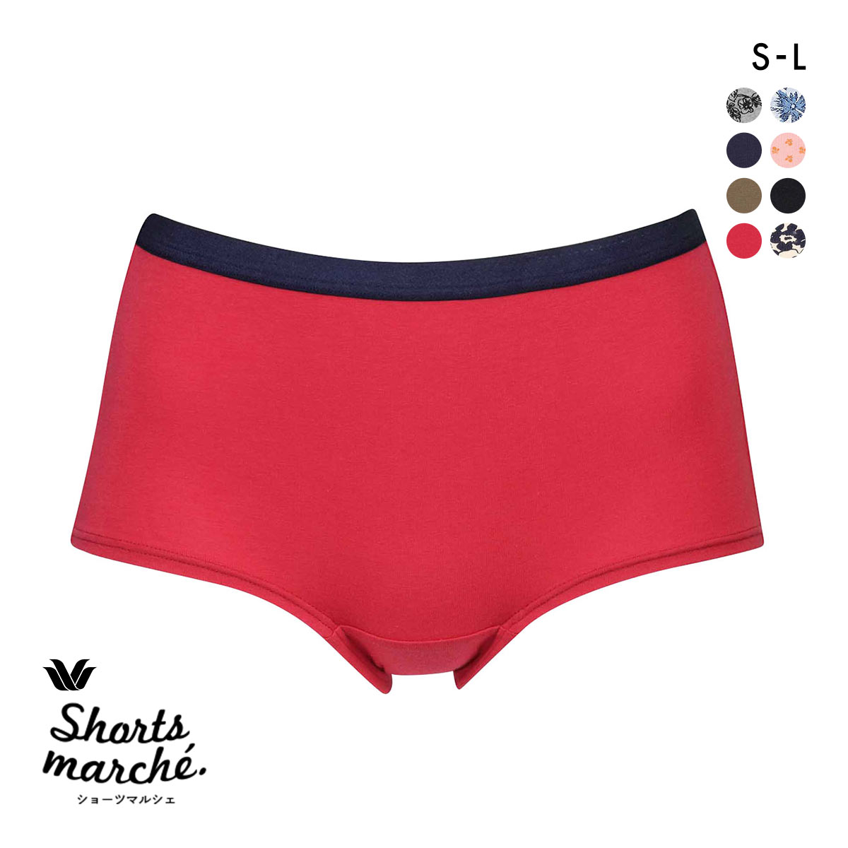 ワコール ショーツマルシェ 綿混 ボーイレングスショーツ SML Wacoal Shorts marche(RE-レッド-S)