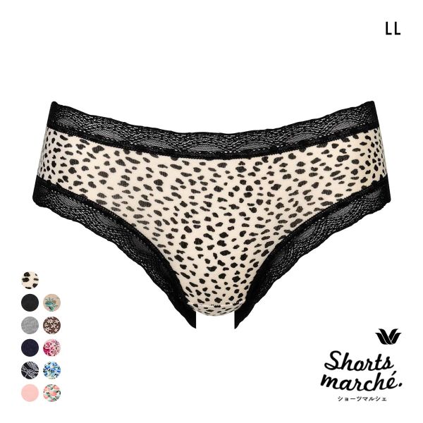ワコール Wacoal ショーツマルシェ Shorts marche 綿混 無地＆プリント ショーツ LL あさめ丈 単品 大きいサイズ