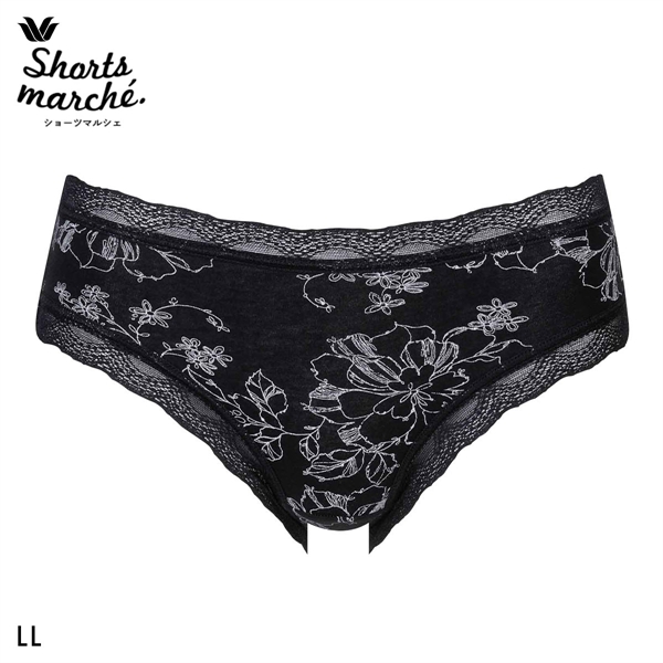 ワコール Wacoal ショーツマルシェ Shorts marche 綿混 無地＆プリント ショーツ LL あさめ丈 単品 大きいサイズ
