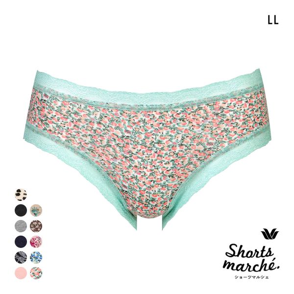 ワコール Wacoal ショーツマルシェ Shorts marche 綿混 無地＆プリント ショーツ LL あさめ丈 単品 大きいサイズ