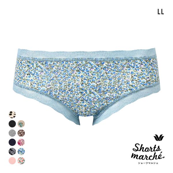 ワコール Wacoal ショーツマルシェ Shorts marche 綿混 無地＆プリント ショーツ LL あさめ丈 単品 大きいサイズ