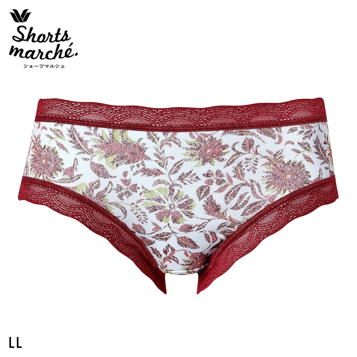 ワコール Wacoal ショーツマルシェ Shorts marche 綿混 無地＆プリント ショーツ LL あさめ丈 単品 大きいサイズ(SKY-スカイブルー-LL)