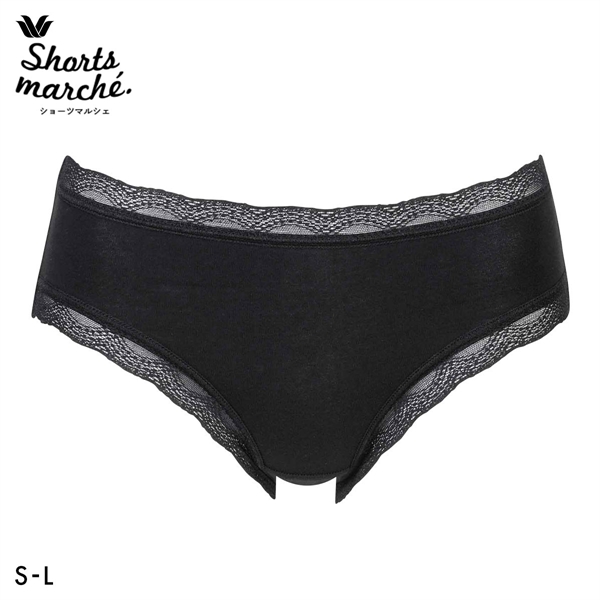 ワコール Wacoal ショーツマルシェ Shorts marche 綿混 無地＆プリント ショーツ SML あさめ丈 単品
