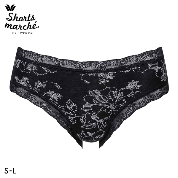 ワコール Wacoal ショーツマルシェ Shorts marche 綿混 無地＆プリント ショーツ SML あさめ丈 単品
