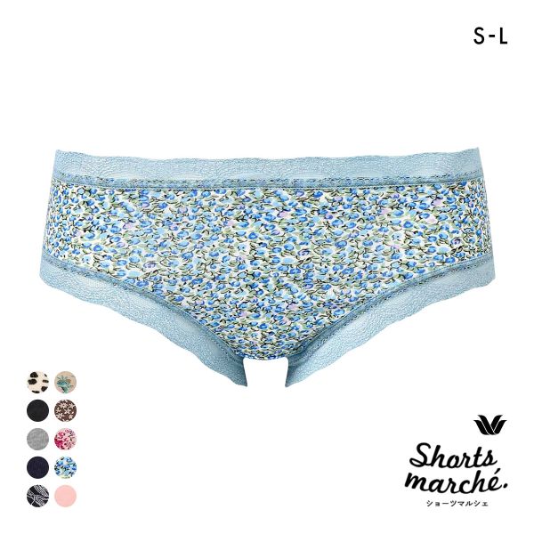 ワコール Wacoal ショーツマルシェ Shorts marche 綿混 無地＆プリント ショーツ SML あさめ丈 単品