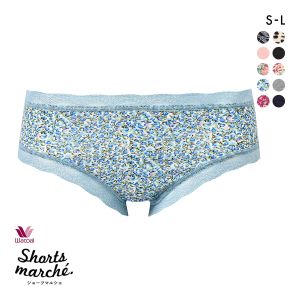 ワコール Wacoal ショーツマルシェ Shorts marche 綿混 無地＆プリント ショーツ SML あさめ丈 単品