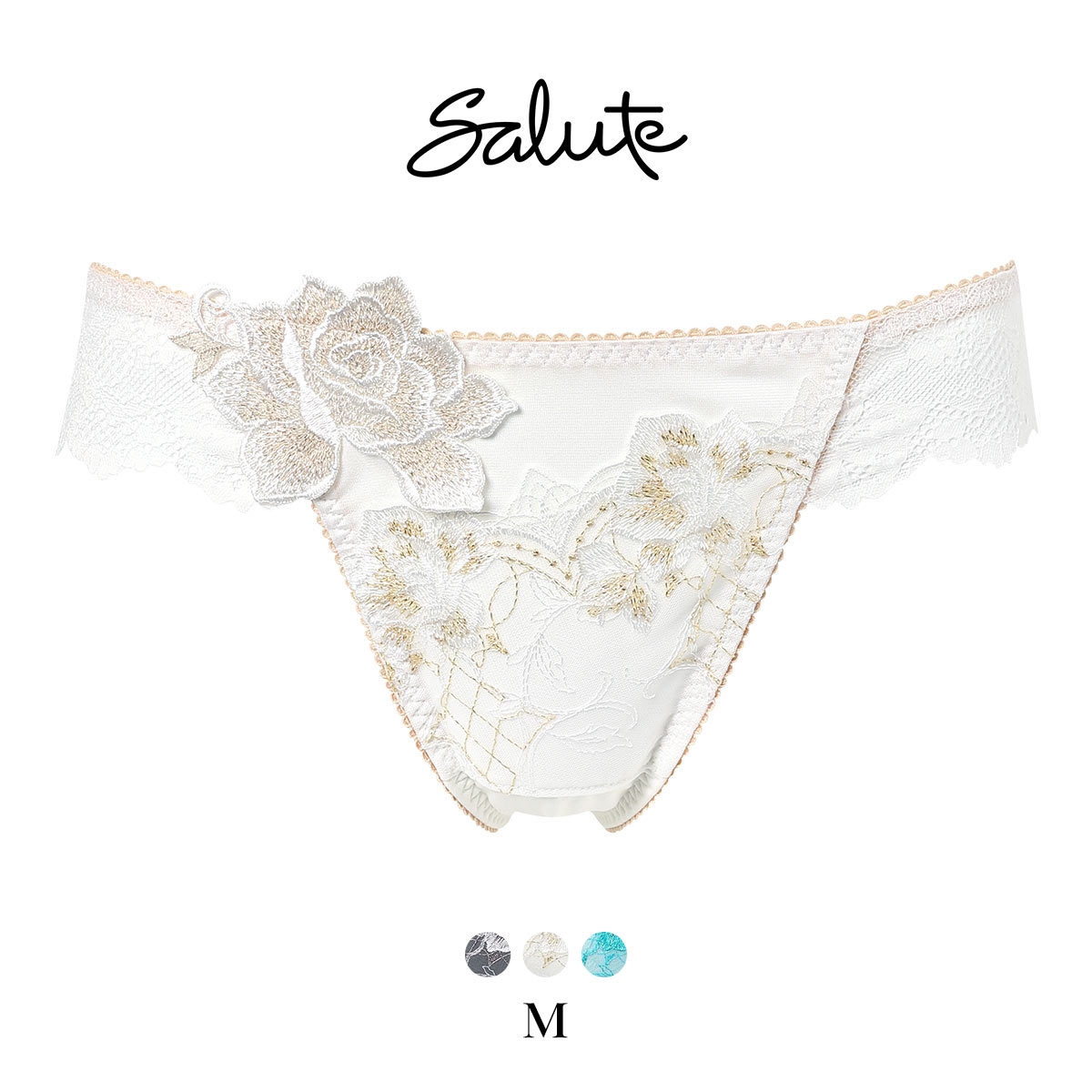 ワコール サルート 37グループ 37G Tバックショーツ M ブラジリアン バックレース Wacoal Salute PTJ237 26SSブルーム(IV-アイボリー-M)