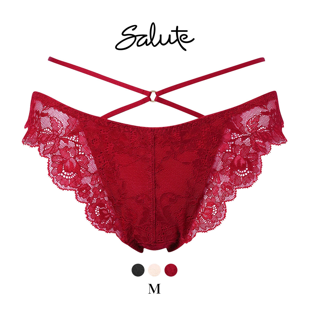 ワコール Wacoal サルート Salute 20G BTJ120 BTJ720 Tバックショーツ M タンガ ソング ブラジリアン バックレース 単品(RE-レッド-M)