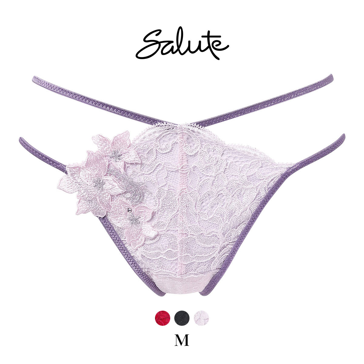 ワコール サルート 27グループ 27G Tバックショーツ ストリング ソング M Wacoal Salute PTJ427 25AWブルーム(PI-ピンク-M)