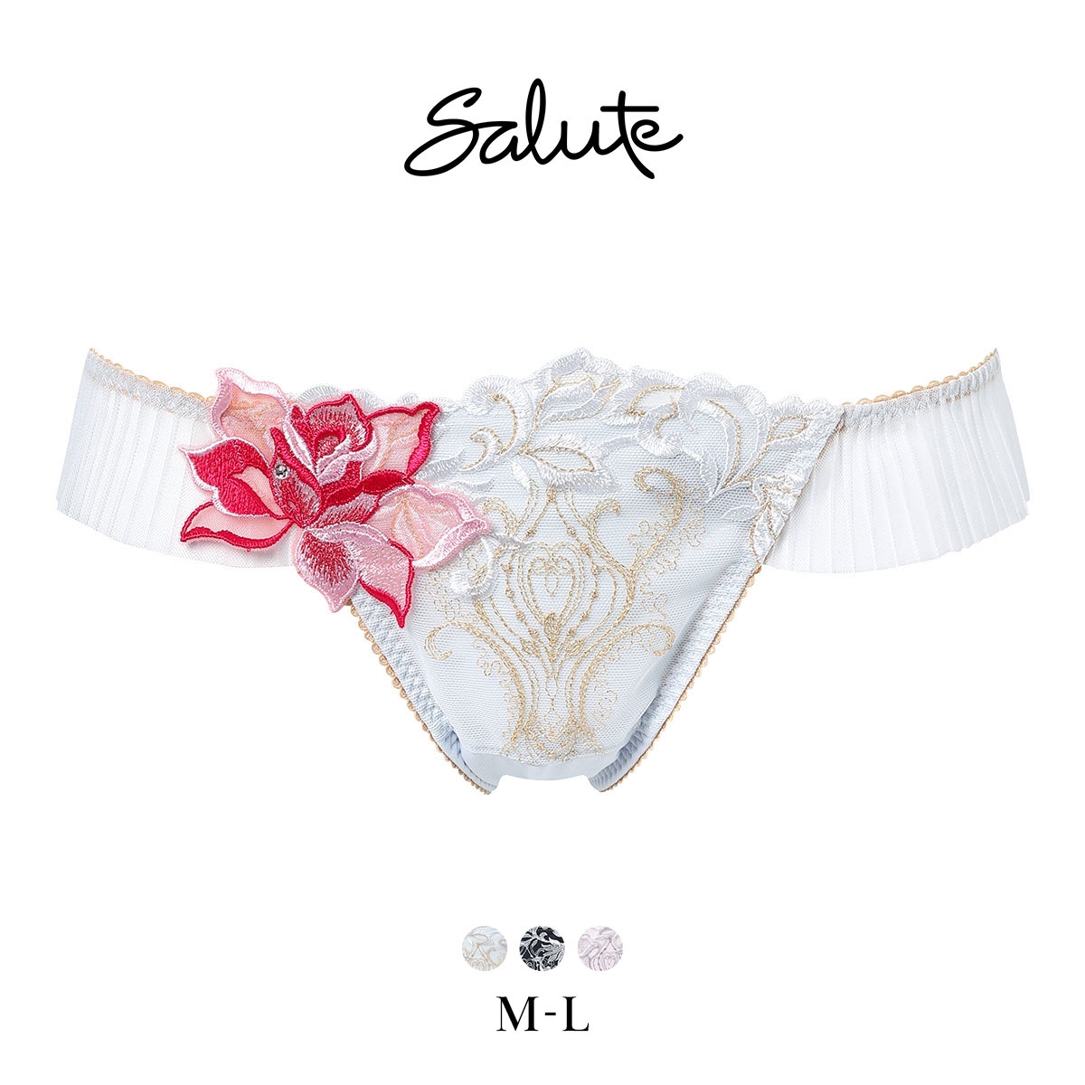 ワコール サルート 38グループ 38G Tバックショーツ ML タンガ ソング プリーツ Wacoal Salute PTJ438 26SSブライト(SKY-スカイブルー-M)