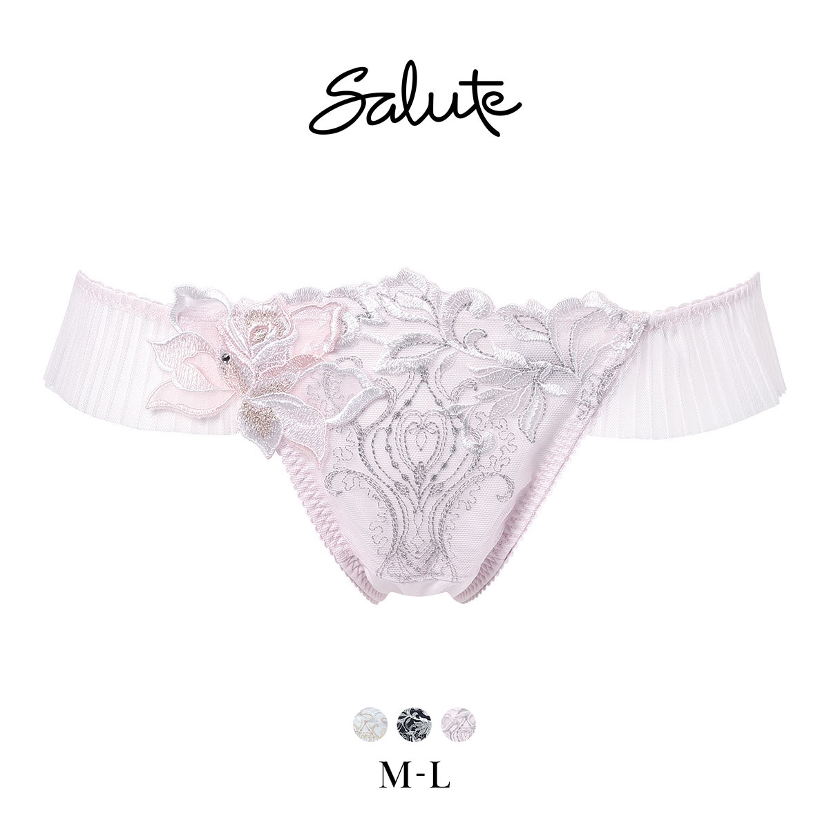 ワコール サルート 38グループ 38G Tバックショーツ ML タンガ ソング プリーツ Wacoal Salute PTJ438 26SSブライト(LPI-薄ピンク-M)