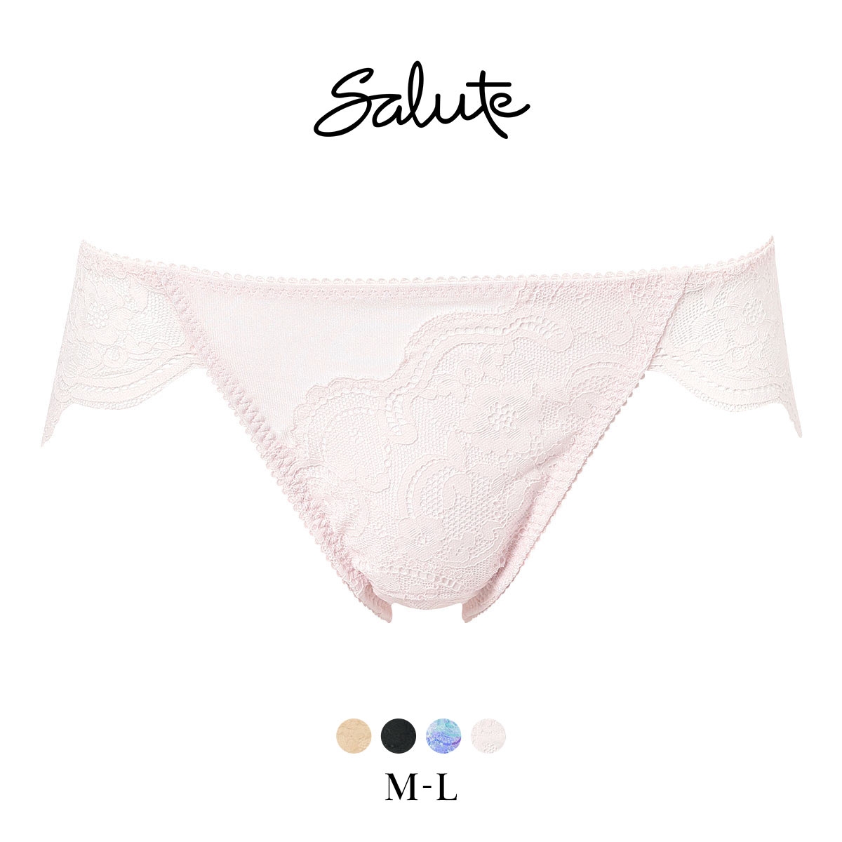 ワコール Wacoal サルート Salute series00 総レース スタンダード ショーツ ML スーパービキニ ハイレッグ 単品(SP-サーモンピンク-M)