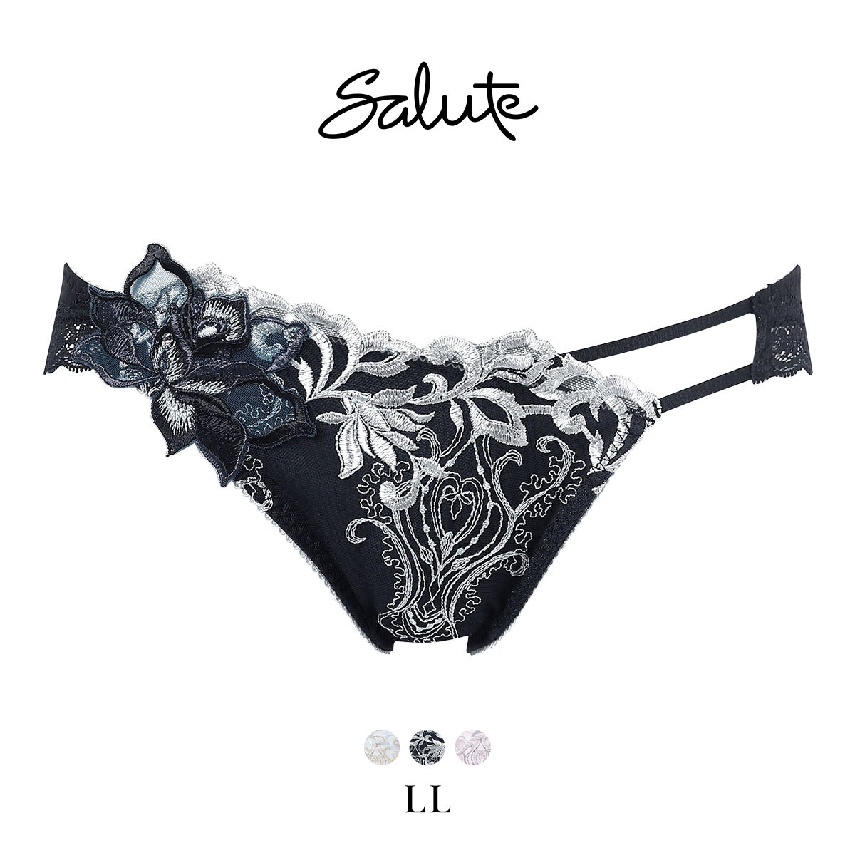 ワコール サルート 38グループ 38G ショーツ スタンダード LL 大きいサイズ ハイレッグ Wacoal Salute PTJ738 26SSブライト(BK-ブラック-LL)