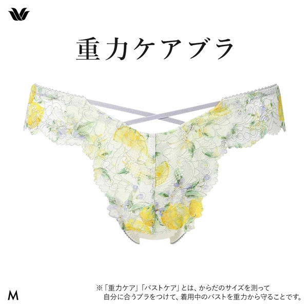 ワコール Wacoal 重力ケアブラ BXB194 PXB494 ショーツ Tバック M バックレース(YE-イエロー-M)