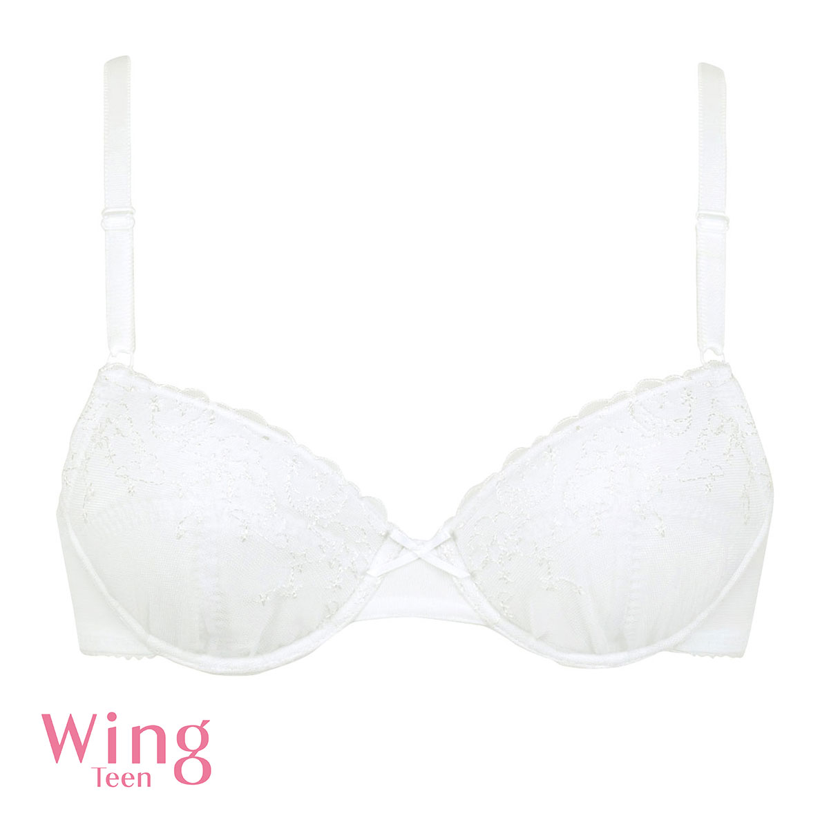 ワコール Wacoal ウイング Wing teen 成長期のバストにフィット STEP3 ジュニアブラジャー ABCDEF ジュニア 女の子 単品(WH-ホワイト-A65)