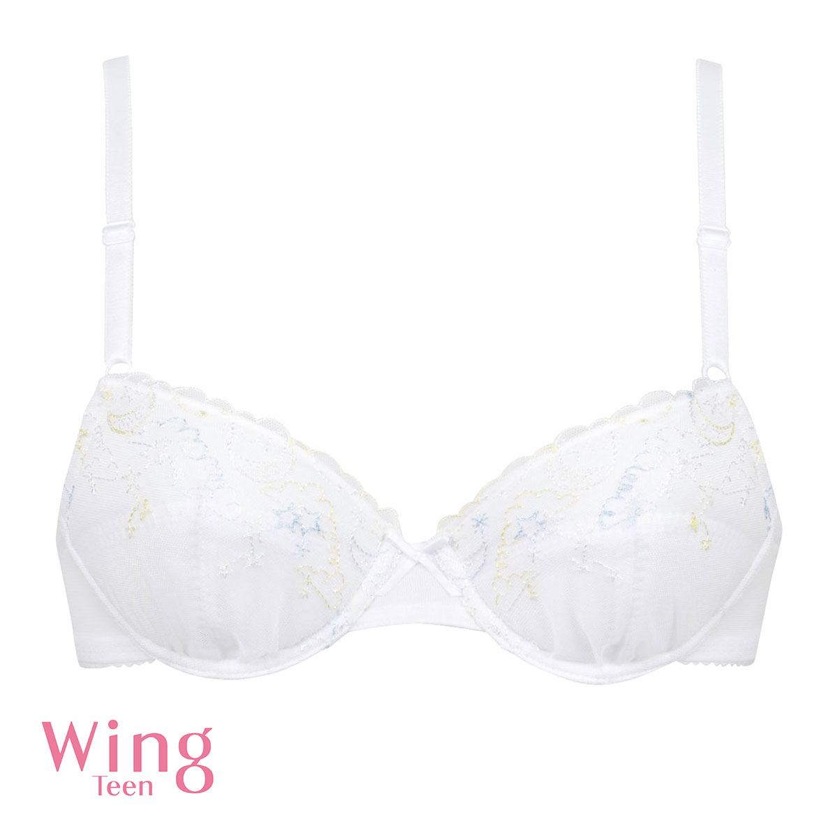 ワコール Wacoal ウイング Wing teen 成長期のバストにフィット STEP3 ジュニアブラジャー ABCDEF ジュニア 女の子 単品(BU-ブルー-A65)