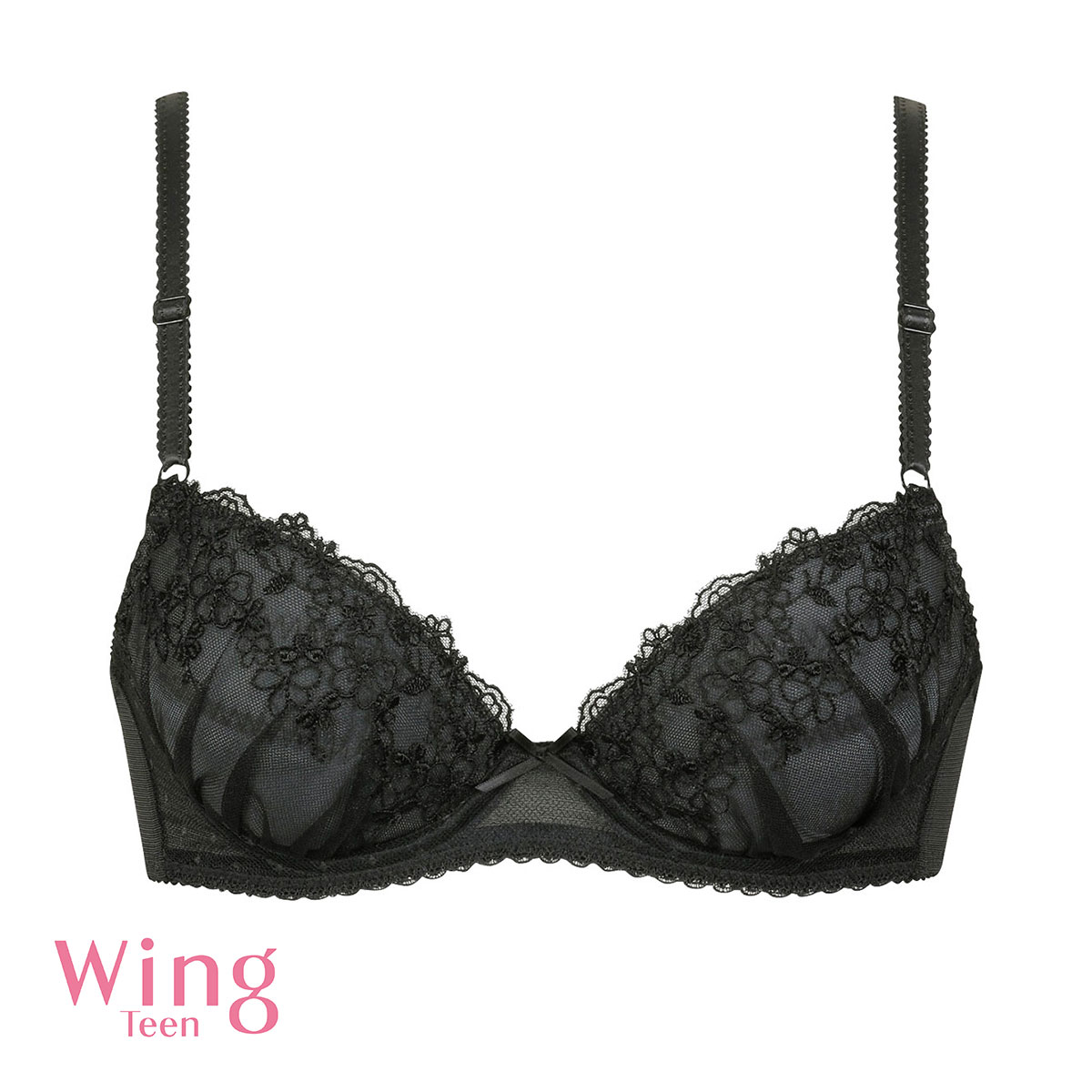 ワコール Wacoal ウイング Wing teen AFTER STEP 3/4カップブラジャー DEF ワイヤー入り ジュニア 女の子 単品(BK-ブラック-D65)