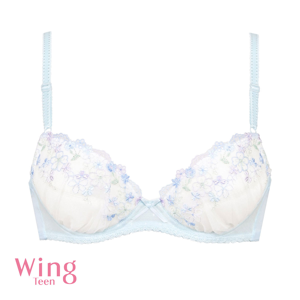 ワコール Wacoal ウイング Wing teen AFTER STEP 3/4カップブラジャー DEF ワイヤー入り ジュニア 女の子 単品(BU-ブルー-D65)