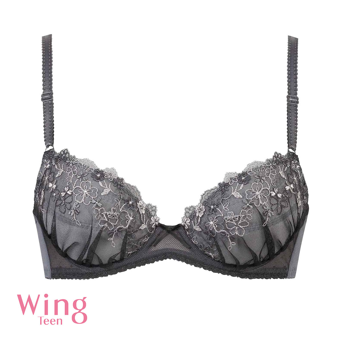 ワコール Wacoal ウイング Wing teen AFTER STEP 3/4カップブラジャー DEF ワイヤー入り ジュニア 女の子 単品(DGY-濃グレー-D65)