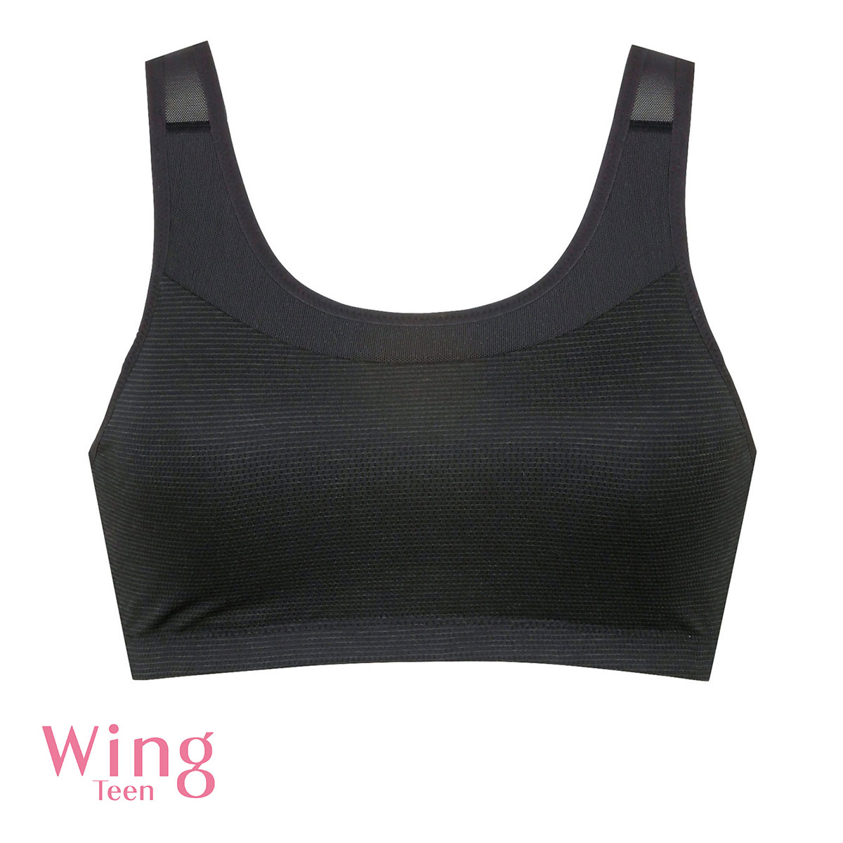 ワコール Wacoal ウイング Wing teen スポーツブラ STEP3 丸みをおびてきたら ノンワイヤーブラジャー スポブラ ジュニア キッズ 女の子 単品(BK-ブラック-S)