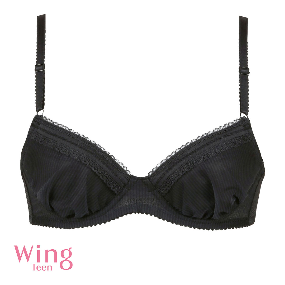 ワコール Wacoal ウイング Wing teen AFTER STEP 3/4カップブラジャー ABCDEF ワイヤー入り ジュニア 女の子 単品(BK-ブラック-A65)