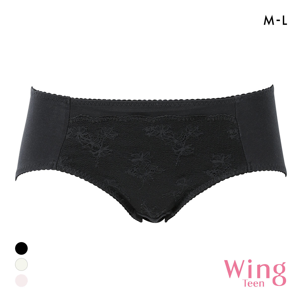 ワコール ウイング ティーン パンツがくいこみにくい non PKパンツ ジュニアショーツ ML RB2555ペアショーツ Wacoal Wing teen(BK-ブラック-M)