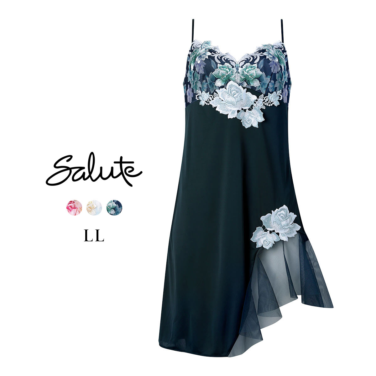 ワコール サルート 26グループ 26G スリップ ランジェリー LL Wacoal Salute STJ226 25AWシーズン 大きいサイズ(BG-ブルーグリーン-LL-85)