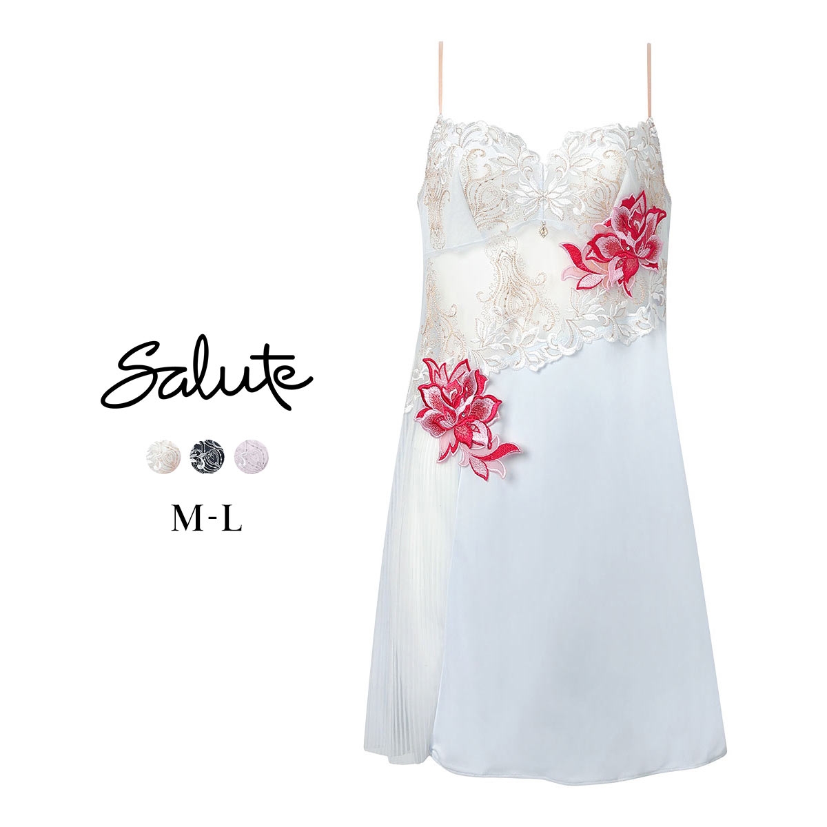 ワコール サルート 38グループ 38G スリップ ランジェリー ML スタンダードシルエット Wacoal Salute STJ238 26SSブライト(SKY-スカイブルー-M-80)