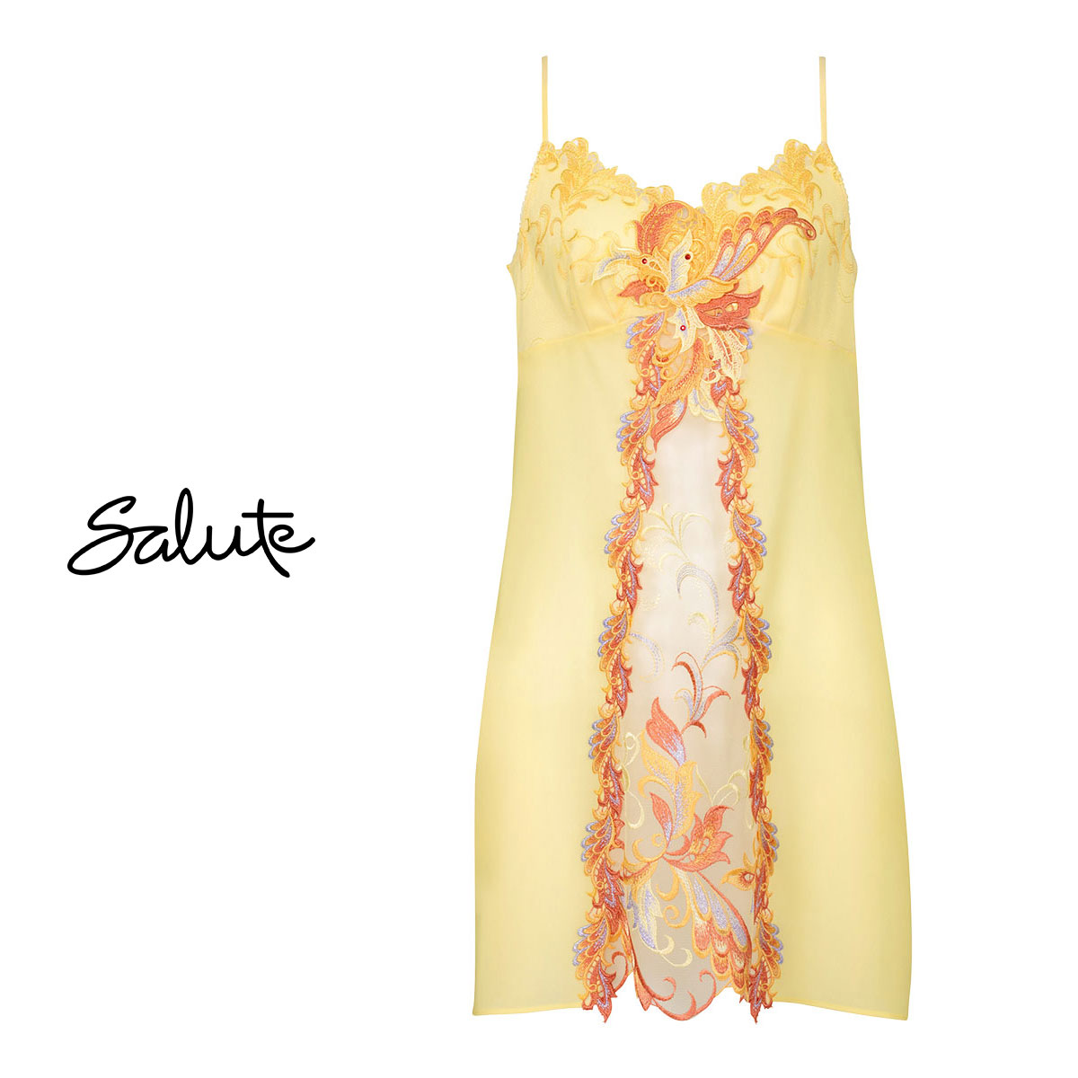 ワコール Wacoal サルート Salute 23AW先行 92G STJ292 スリップ ランジェリー ML 80丈 スタンダードシルエット プレステージ(YE-イエロー-M-80)