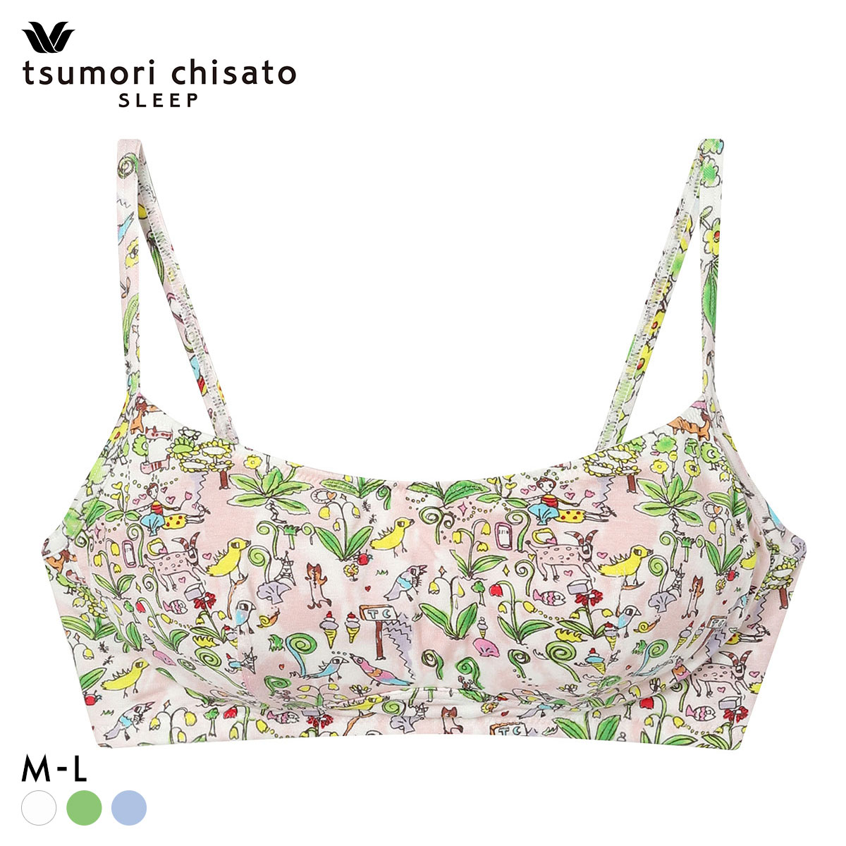 ワコール ツモリチサト 森の中でグランピング ノンワイヤーブラジャー ML 綿混 Wacoal tsumori chisato SLEEP(ME-メロン-M)