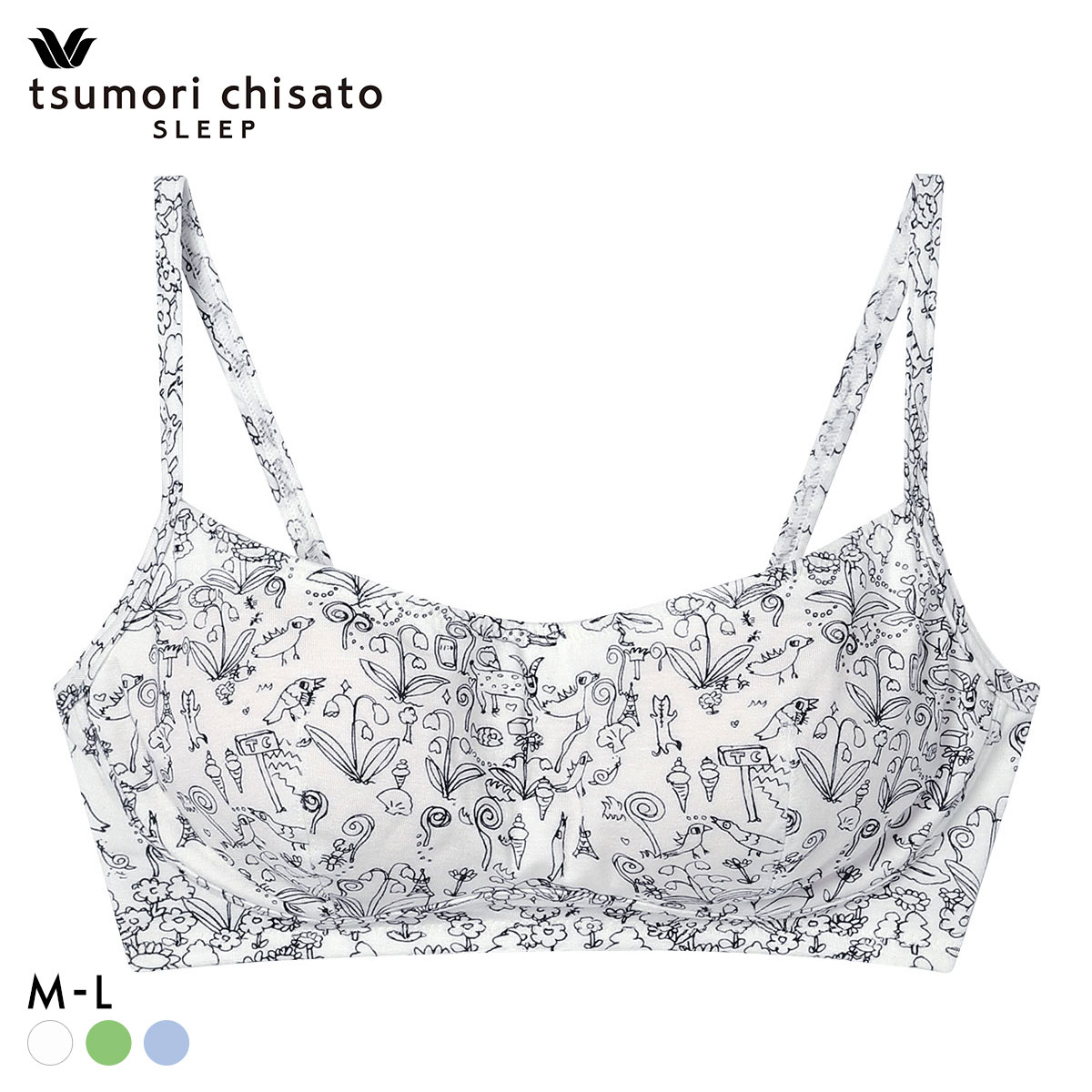ワコール ツモリチサト 森の中でグランピング ノンワイヤーブラジャー ML 綿混 Wacoal tsumori chisato SLEEP