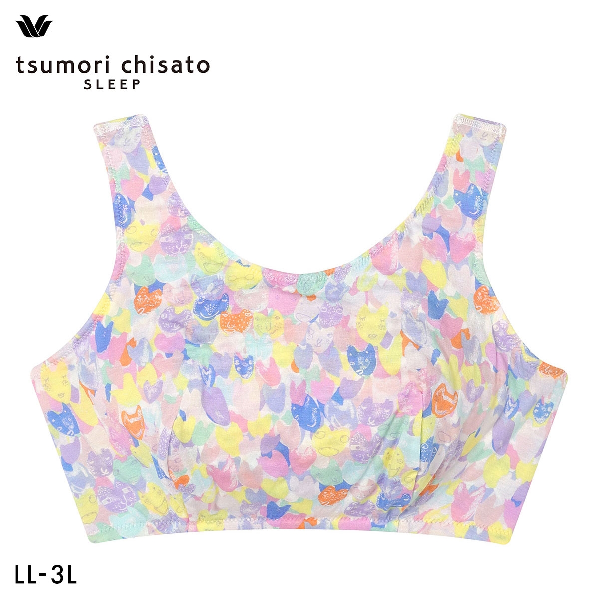 ワコール ツモリチサト ハートネコ ナイトアップブラ ナイトブラ ノンワイヤー ブラジャー LL3L 下着 Wacoal tsumori chisato SLEEP(PI-ピンク-LL)