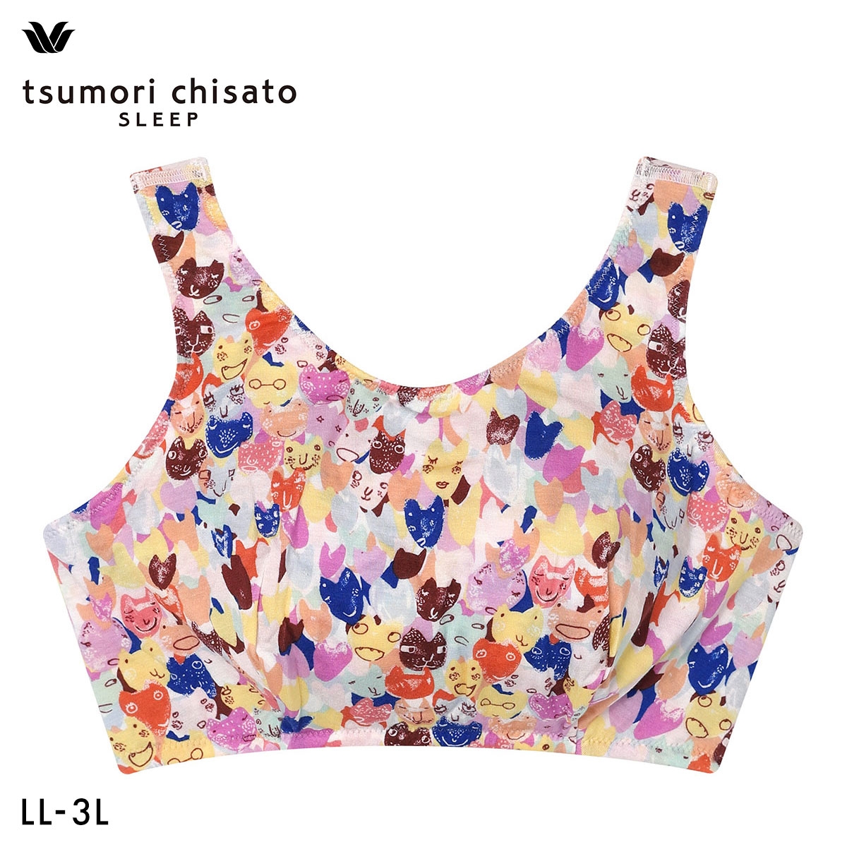 ワコール ツモリチサト ハートネコ ナイトアップブラ ナイトブラ ノンワイヤー ブラジャー LL3L 下着 Wacoal tsumori chisato SLEEP(IV-アイボリー-LL)