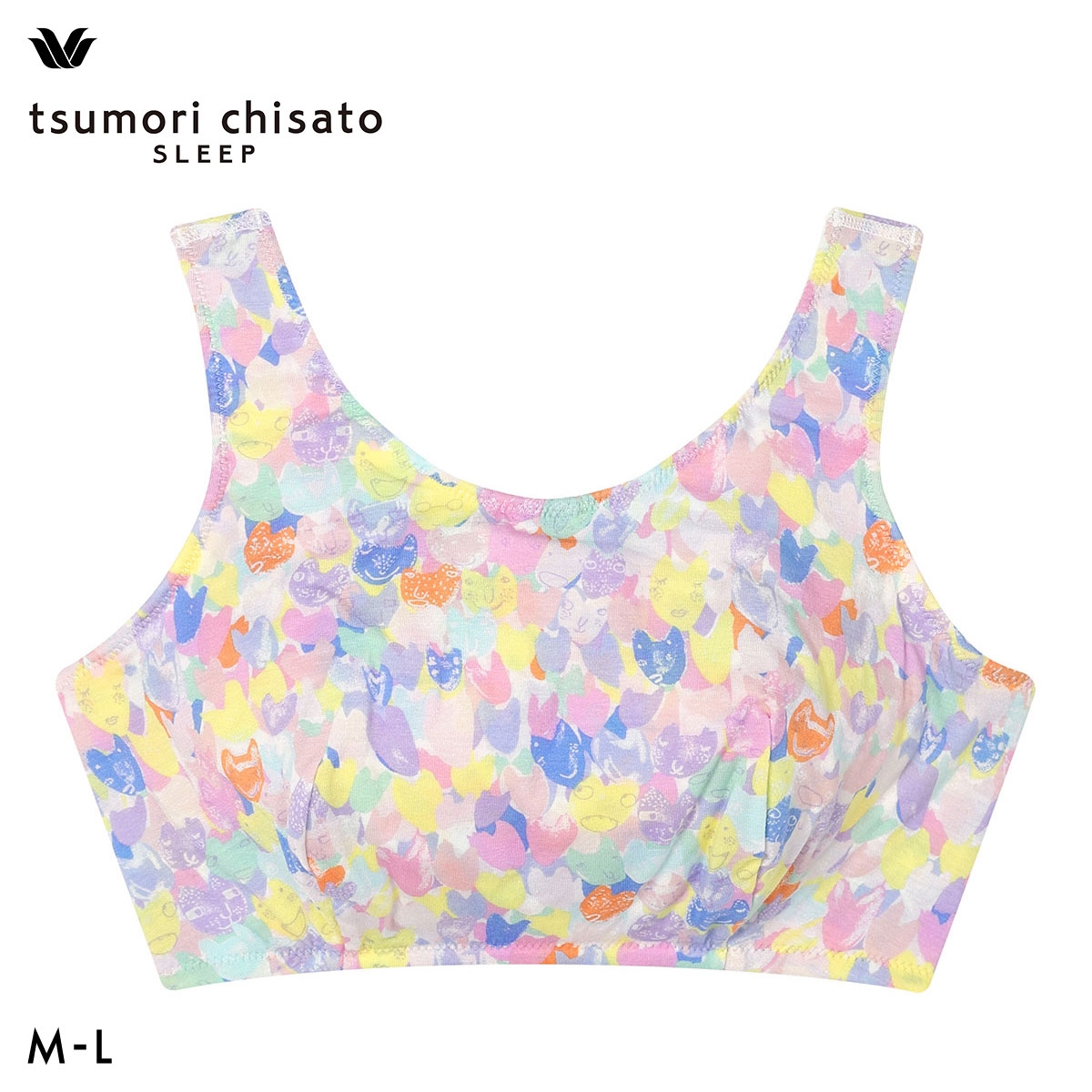 ワコール ツモリチサト ハートネコ ナイトアップブラ ナイトブラ ブラジャー ノンワイヤー ML 下着 Wacoal tsumori chisato SLEEP(PI-ピンク-M)