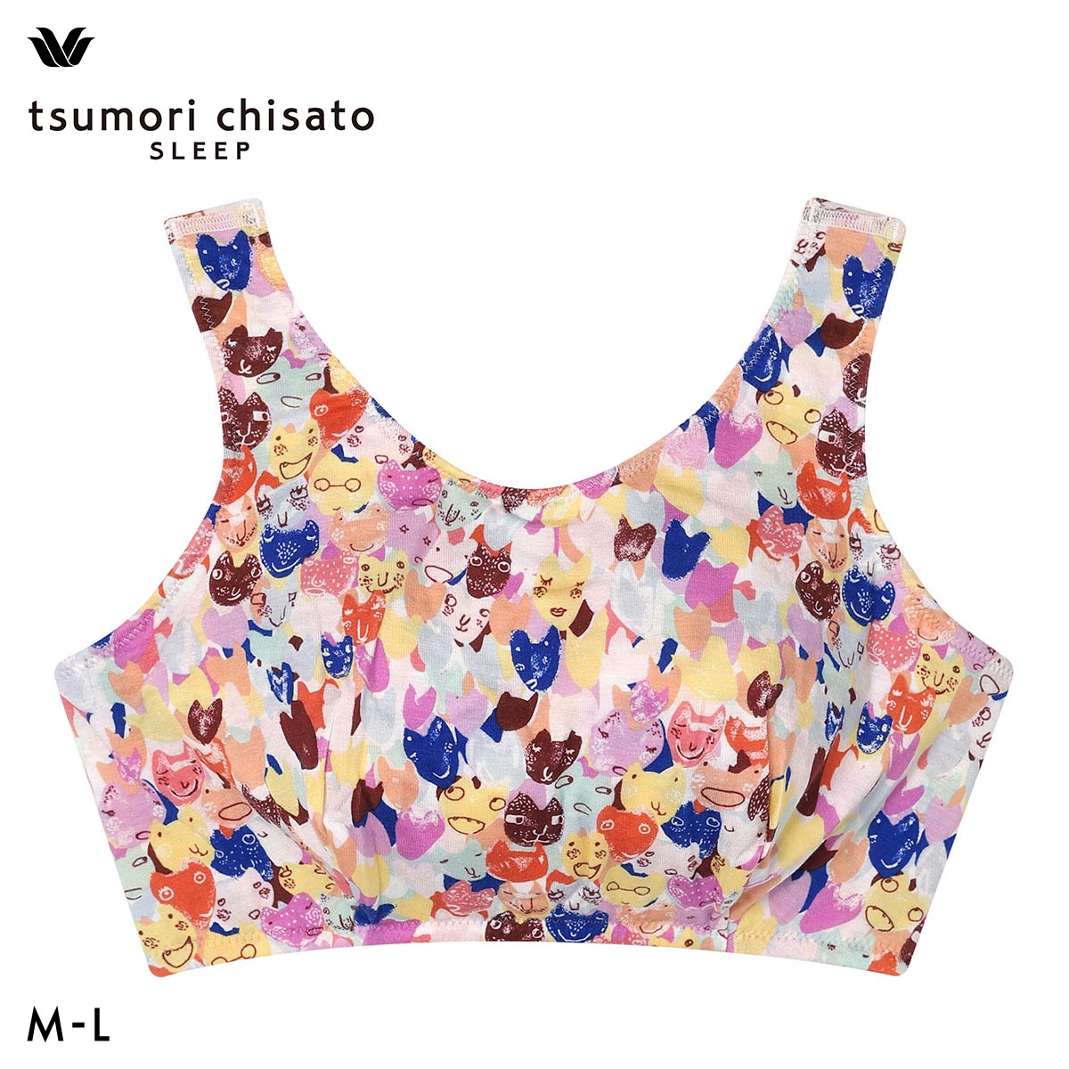 ワコール ツモリチサト ハートネコ ナイトアップブラ ナイトブラ ブラジャー ノンワイヤー ML 下着 Wacoal tsumori chisato SLEEP(IV-アイボリー-M)
