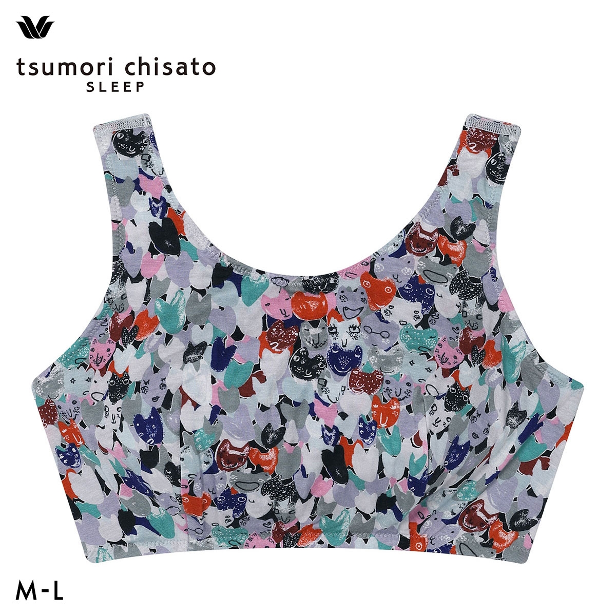 ワコール ツモリチサト ハートネコ ナイトアップブラ ナイトブラ ブラジャー ノンワイヤー ML 下着 Wacoal tsumori chisato SLEEP(GY-グレー-M)