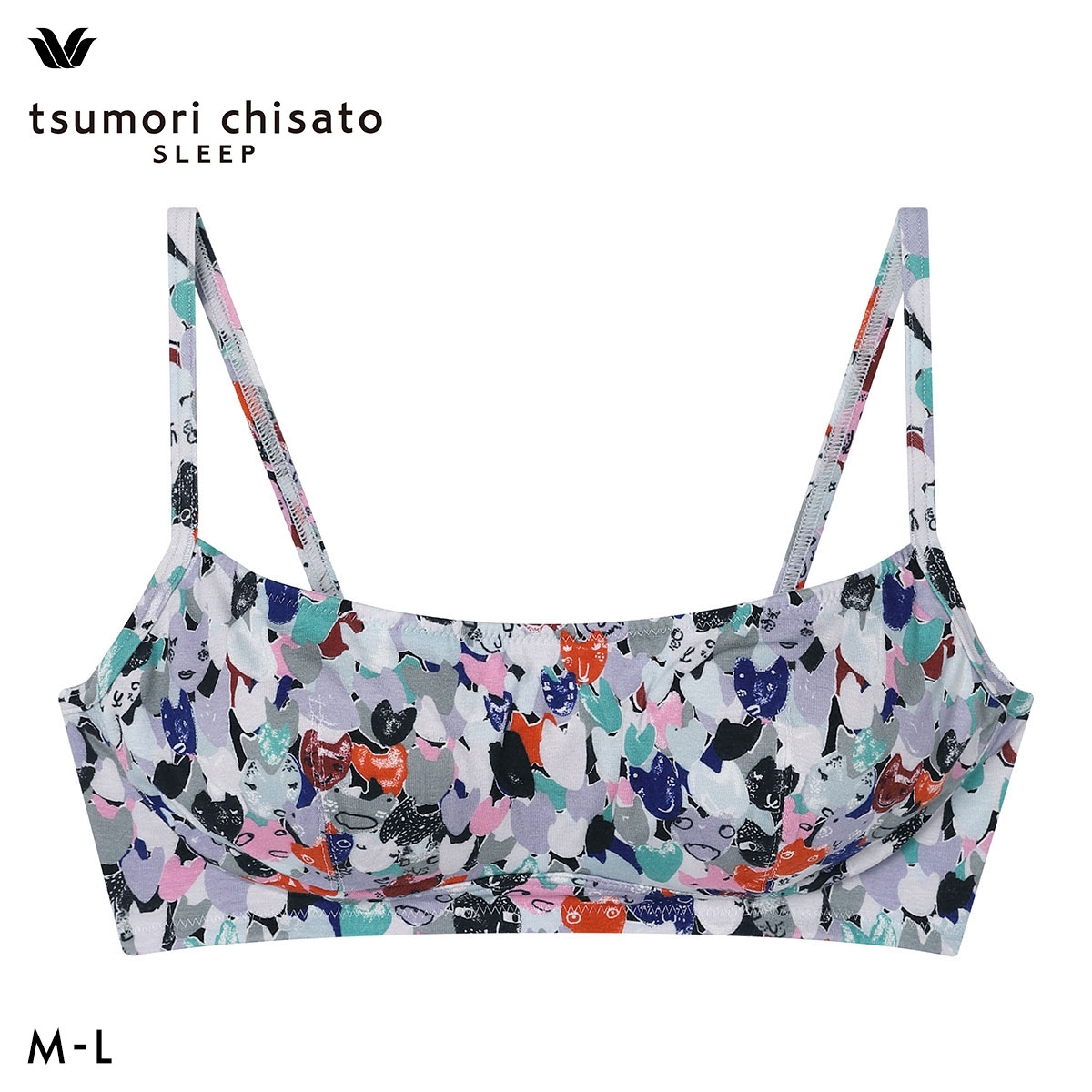 ワコール ツモリチサト ハートネコ ノンワイヤーブラジャー ML 下着 Wacoal tsumori chisato SLEEP(GY-グレー-M)