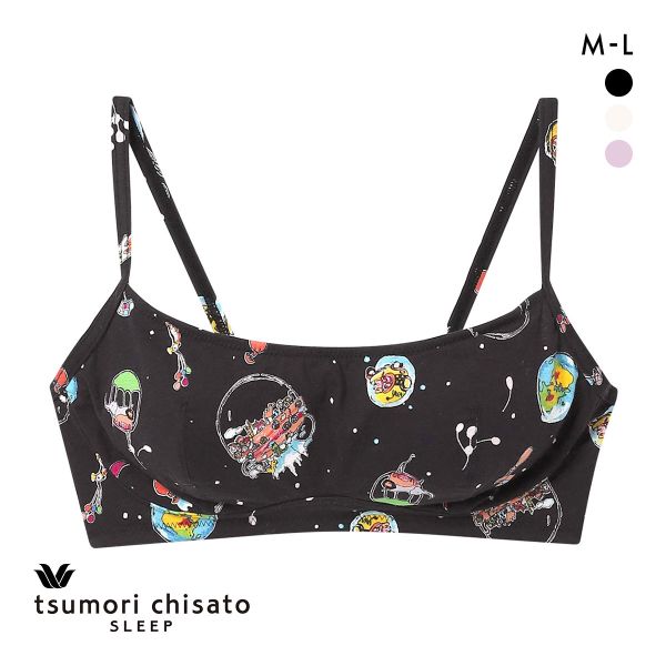 ワコール ツモリチサト 空に輝く星座 ノンワイヤーブラジャー ML Wacoal tsumori chisato SLEEP(BK-ブラック-M)