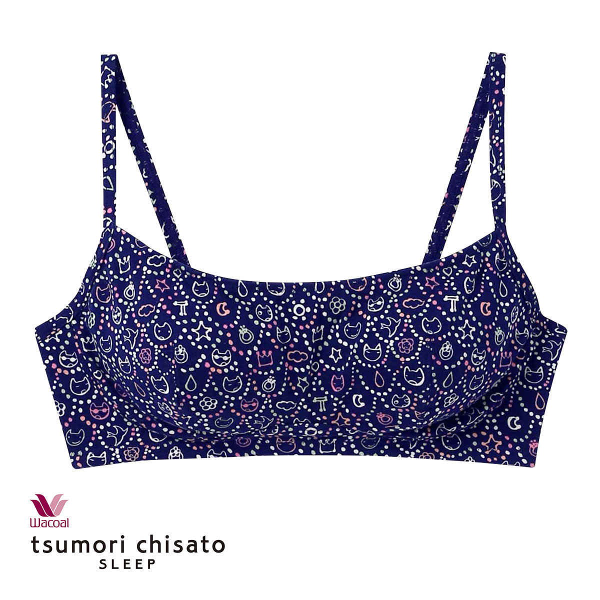 ワコール Wacoal ツモリチサト tsumori chisato SLEEP ノンワイヤーブラジャー ML ブラレット 単品(NV-ネイビー-M)