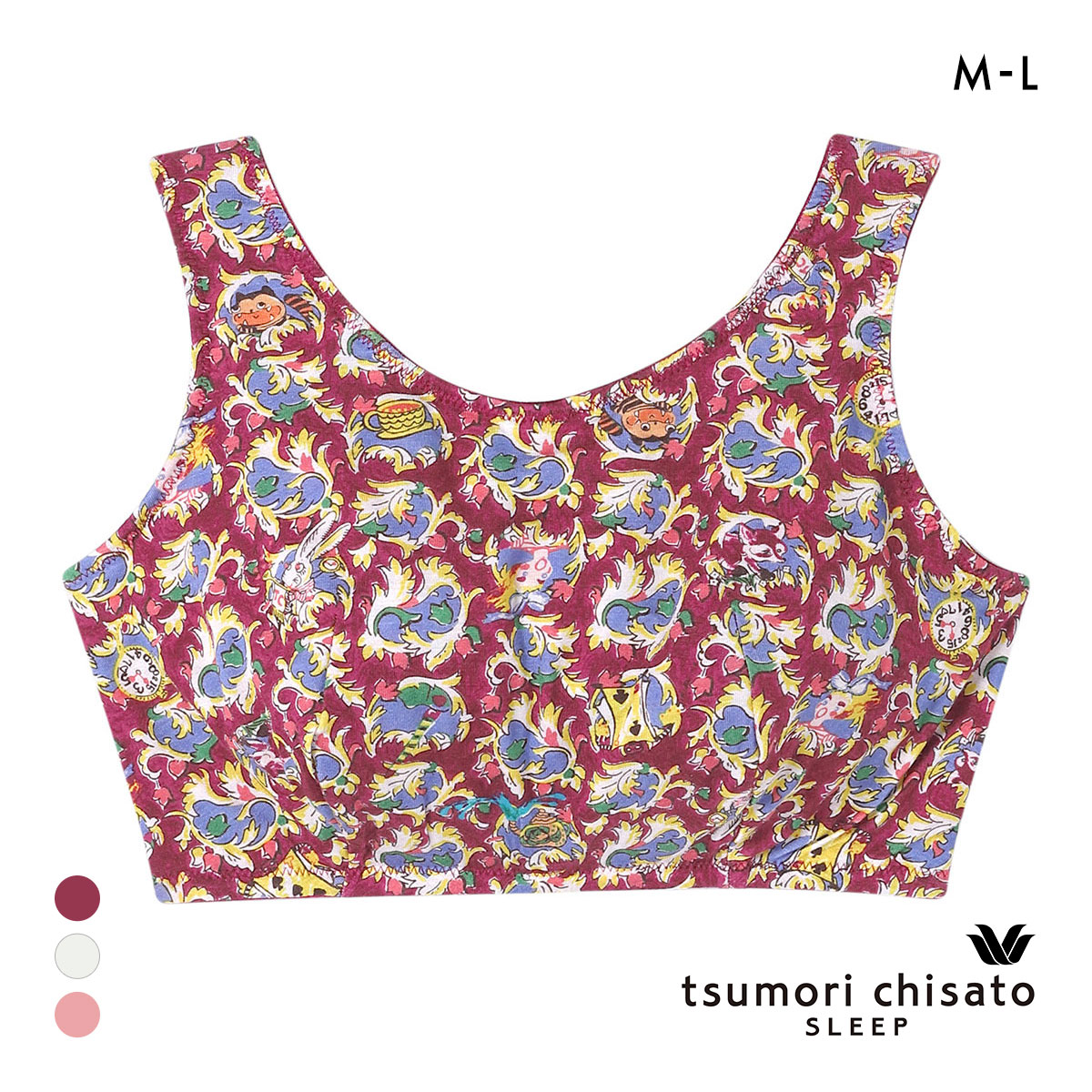 ワコール ツモリチサト 不思議の国 ナイトアップブラ ナイトブラ ノンワイヤー ブラジャー ML Wacoal tsumori chisato SLEEP(EN-エンジ-M)