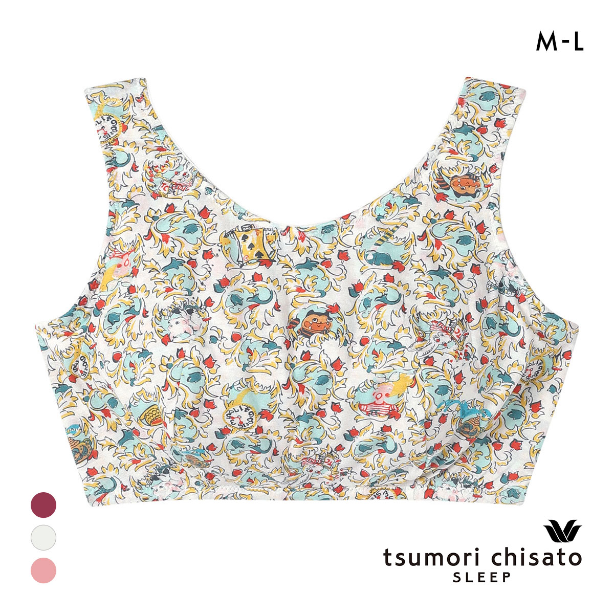 ワコール ツモリチサト 不思議の国 ナイトアップブラ ナイトブラ ノンワイヤー ブラジャー ML Wacoal tsumori chisato SLEEP(IV-アイボリー-M)