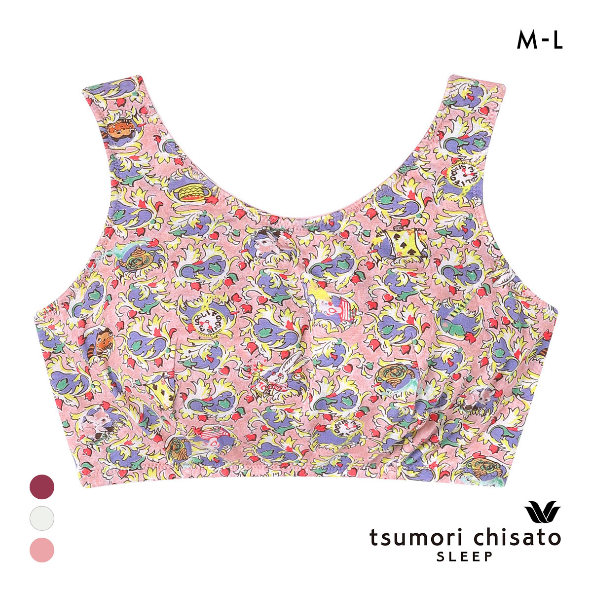 ワコール ツモリチサト 不思議の国 ナイトアップブラ ナイトブラ ノンワイヤー ブラジャー ML Wacoal tsumori chisato SLEEP(PI-ピンク-M)