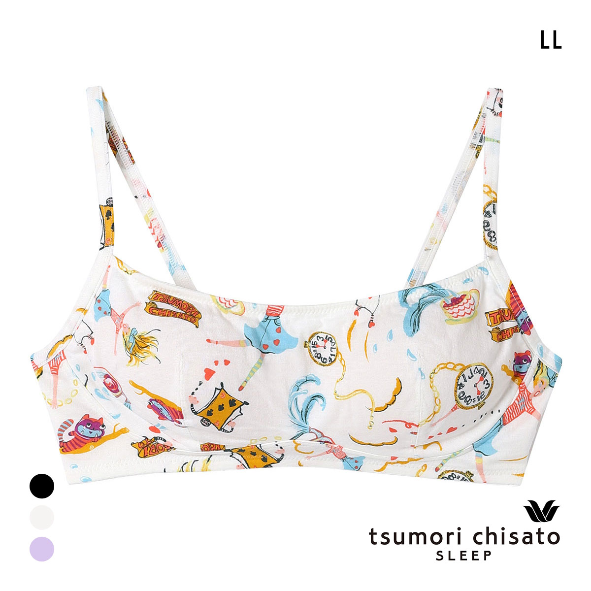 ワコール ツモリチサト 不思議の国 ノンワイヤーブラジャー 綿混 LL Wacoal tsumori chisato SLEEP(IV-アイボリー-LL)