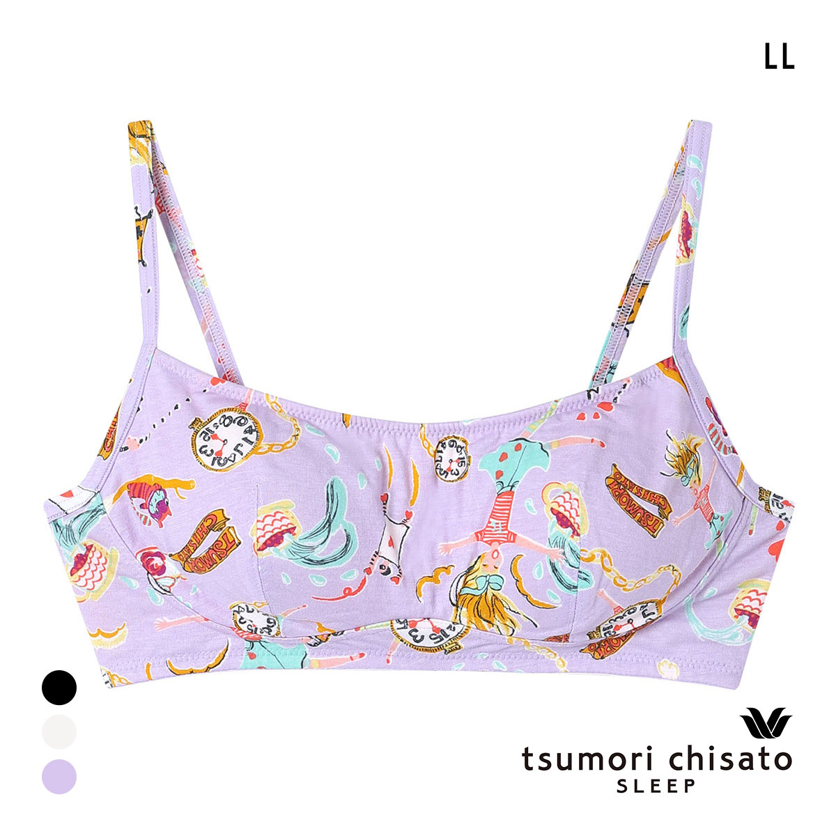 ワコール ツモリチサト 不思議の国 ノンワイヤーブラジャー 綿混 LL Wacoal tsumori chisato SLEEP(PU-パープル-LL)