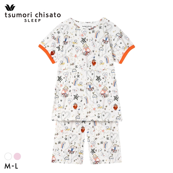 ワコール ツモリチサト パジャマ チアガール ルームウェア 上下セット 4分袖6分丈パンツ 綿100％ Wacoal tsumori chisato SLEEP