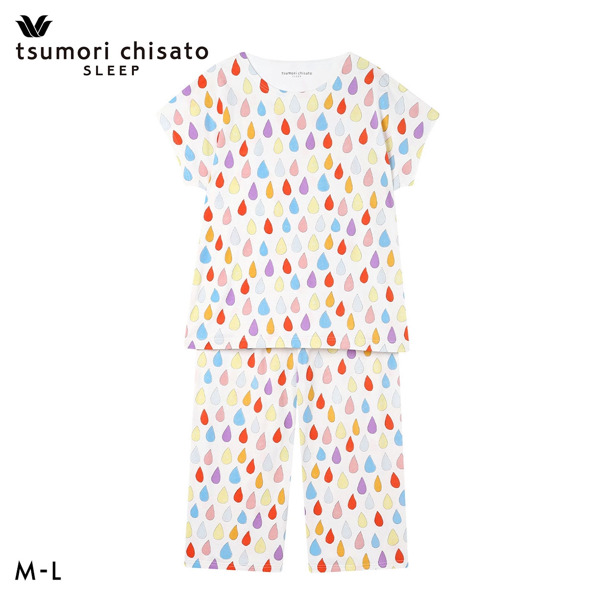 ワコール ツモリチサト パジャマ しずく 3分袖 8分丈パンツ ルームウェア 上下セット 綿100％ Wacoal tsumori chisato SLEEP(IV-アイボリー-M)