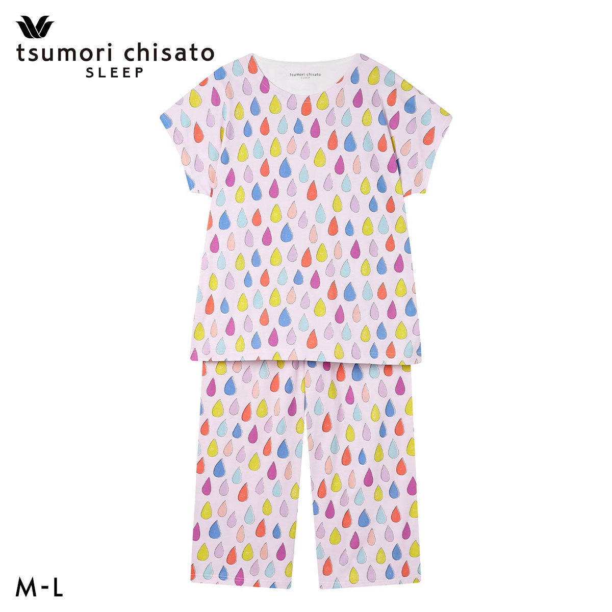 ワコール ツモリチサト パジャマ しずく 3分袖 8分丈パンツ ルームウェア 上下セット 綿100％ Wacoal tsumori chisato SLEEP(PU-パープル-M)
