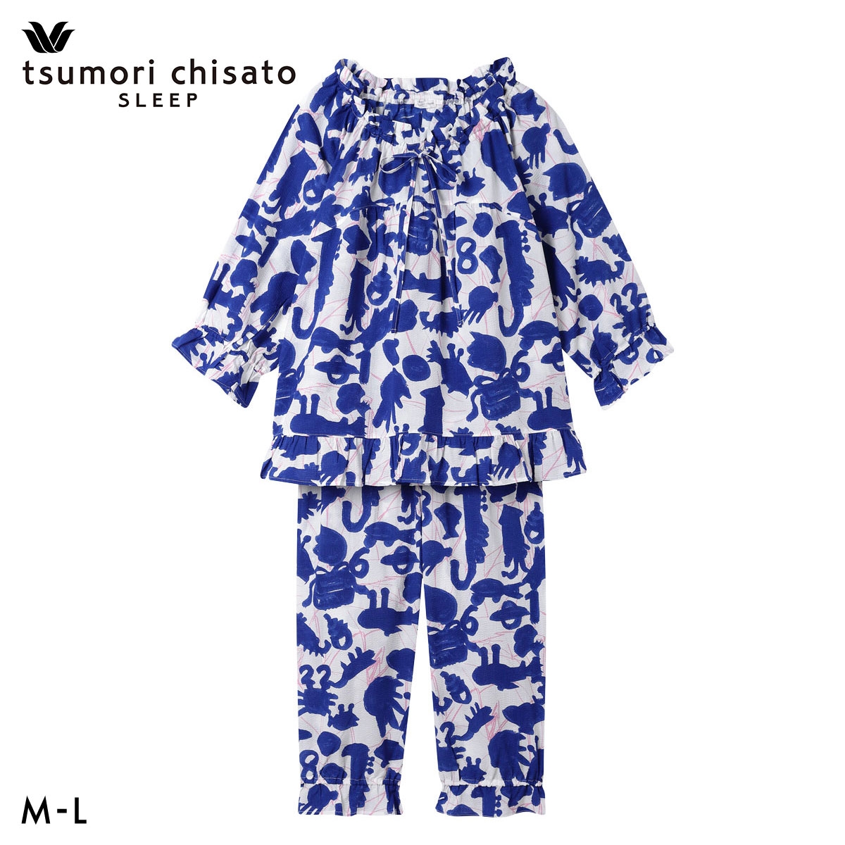 ワコール ツモリチサト 冒険の旅 パジャマ 上下セット 8分袖 8分丈 綿100％ Wacoal tsumori chisato SLEEP(IV-アイボリー-M)