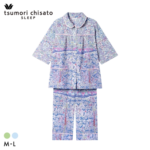 ワコール ツモリチサト 冒険の旅 シャツパジャマ 7分袖8分丈 上下セット ルームウェア 綿100％ レディース Wacoal tsumori chisato SLEEP